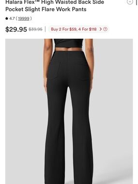 HALARA Petite Viral Stretch Pants Black High-Rise Flare Back Pockets MSRP $40